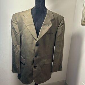 CELLINI Línea Uomo Sz 42R houndstooth tan‎ brown single breasted blazer jacket